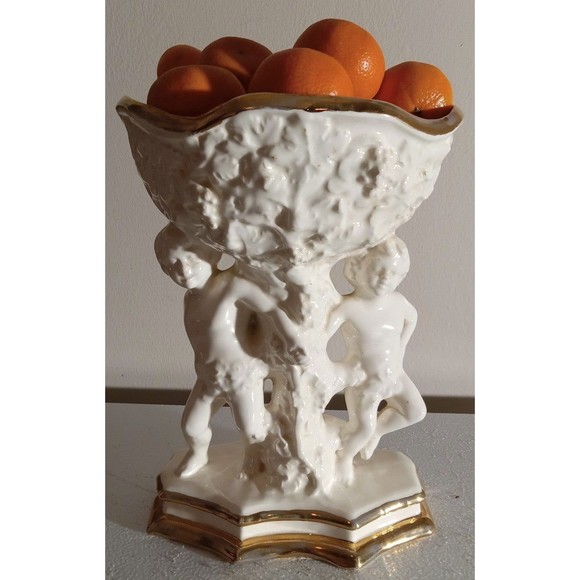 Vintage Lundy's Ceramic Pedestal Fruit BoulCandy DishPlanter